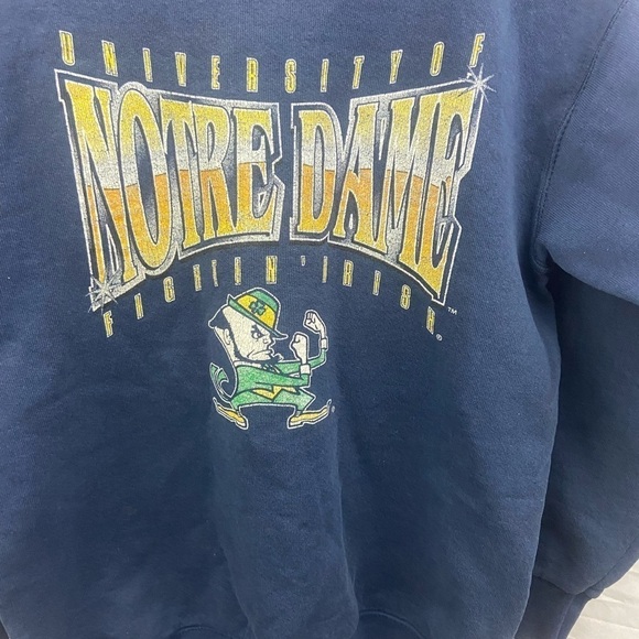 Vintage Notre Dame Fightin Irish Sweatshirt Kids Size 14-16 Dark Blue - Picture 2 of 9